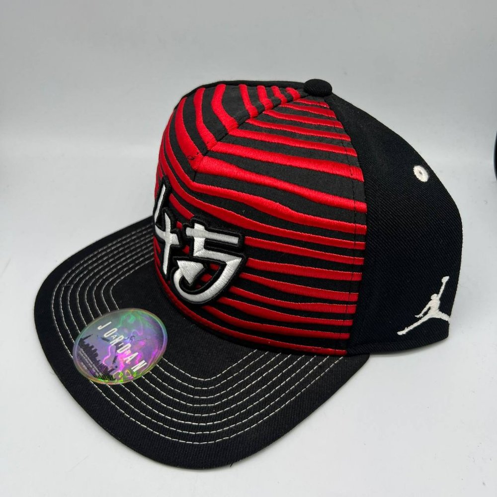 Air Jordan 10 Baron 45 Jumpman Hat Snapback Cap Black Red New Men - Picture 2 of 7